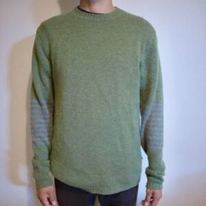 Patagonia Men's Lambswool Striped Sleeve Sweater Green Purple